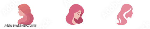 Three distinct womens profiles showcase a range of pink hair shades and styles. Each profile emphasizes different hair lengths and shapes, celebrating individuality and creativity.