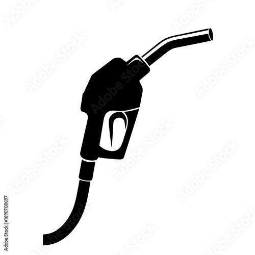 Black Fuel Pump Nozzle Vector Silhouette Icon