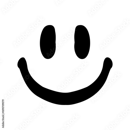 Simple Black and White Smiling Face with a Classic Design Aesthetic