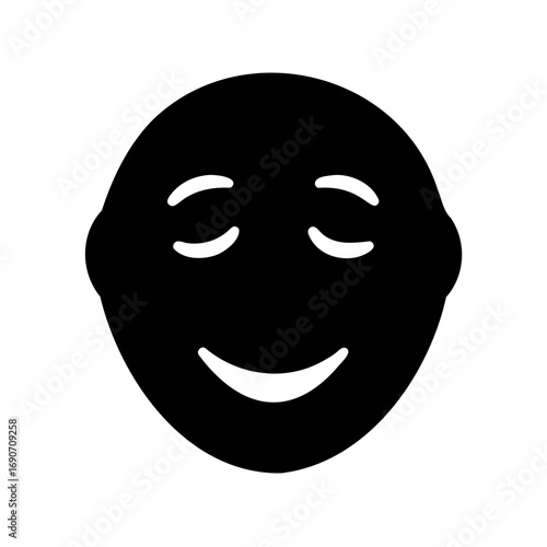 Happy face with closed eyes, simplistic design expressing joy and contentment
