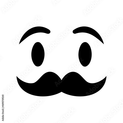Minimalist Pringle's Mascot Design with Black Silhouette on White Background Depicting Eyes and Mustache