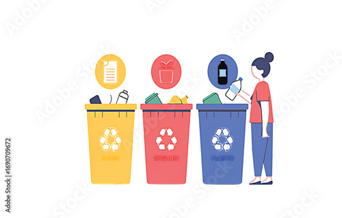 Recycling Bins for Waste Separation, Sustainable Sorting and Disposal
