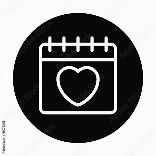 Free Download Valentines Day Calendar, Love Calendar, Heart Vector Icon, Flat Vector Icon.  - GFXLoad