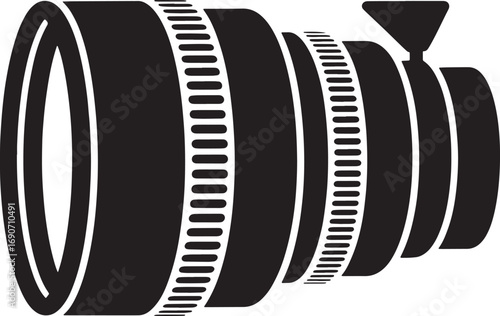Telephoto Camera Lens Vector Illustration for Photography Equipment and Optical Zoom