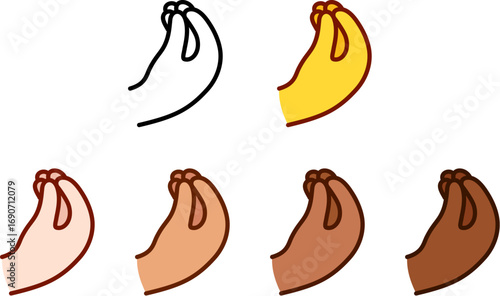 Pinched fingers hand emoji, Italian  gesture ("ma che vuoi", "mano a borsa") in different skin tones. Vector symbol illustration set.