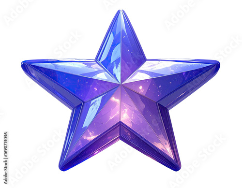 Shiny, purple star with a reflective surface
