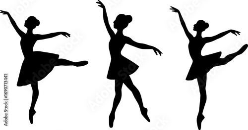 Minimalist ballet dancer silhouette with abstract motion curves. Vector illustration for dance, choreography, performance, posters, and modern creative projects