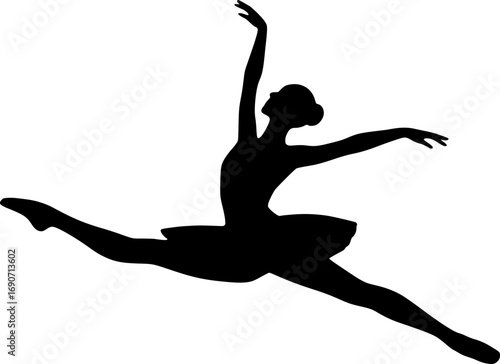 Minimalist ballet dancer silhouette with abstract motion curves. Vector illustration for dance, choreography, performance, posters, and modern creative projects