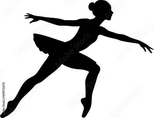 Silhouette of a ballet dancer preparing for a leap, monochrome vector. Minimalist artwork for dance, performance, choreography, poster design, and modern creative projects