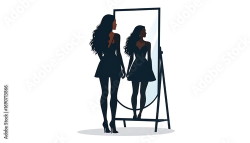 Woman looking in a mirror