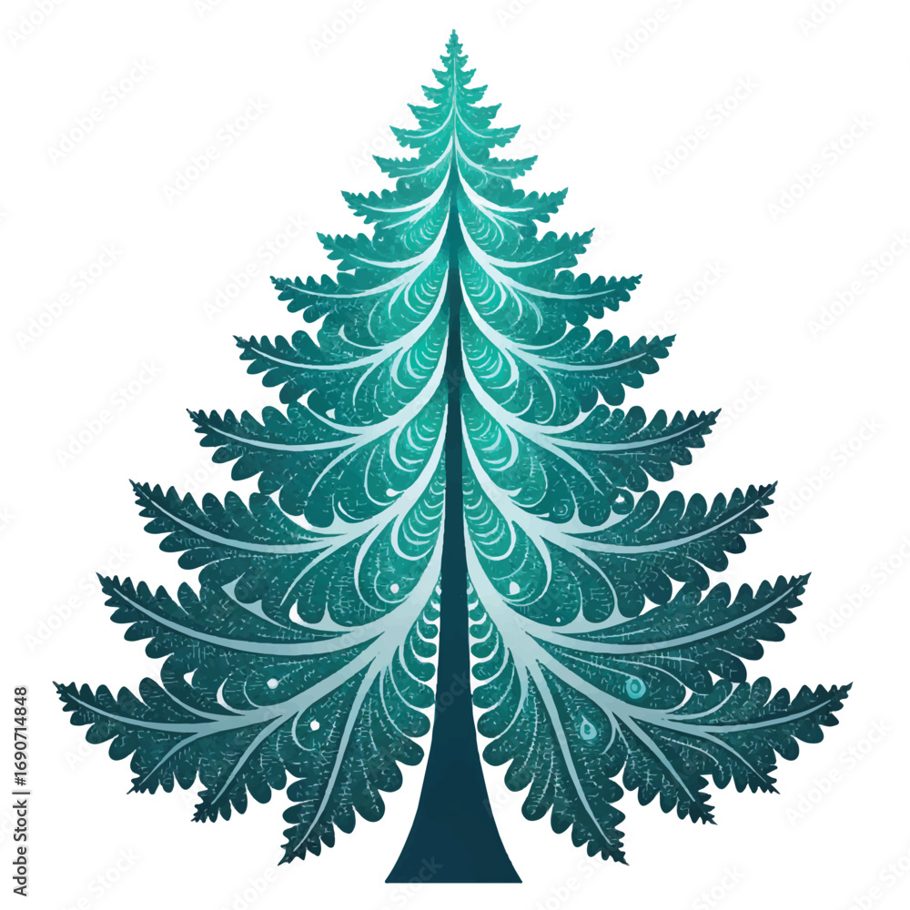 Obraz premium Set of Christmas trees with festive evergreen designs isolated on white background