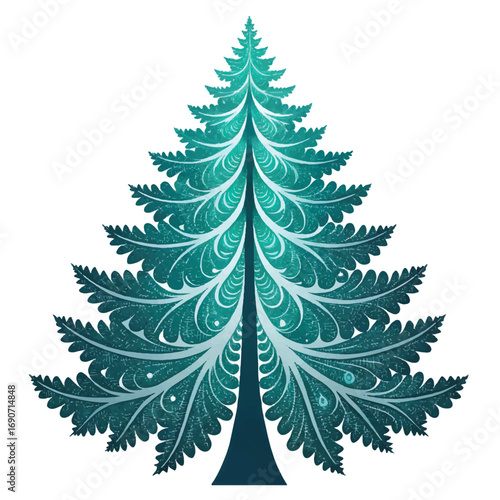 Set of Christmas trees with festive evergreen designs isolated on white background
