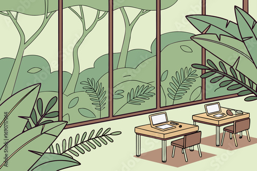 Serene Learning Environment Eco-Friendly Classroom Design with Nature Views