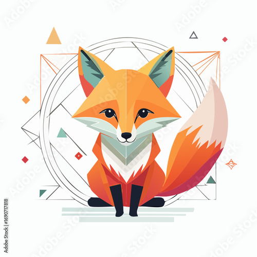 Geometric Fox Illustration Whimsical Animal Art with a Modern, Minimalist Design