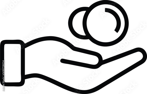 Hand holding coin icon
