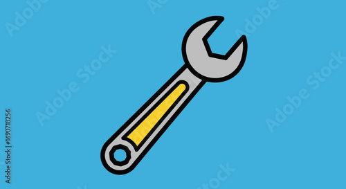 Cartoon Wrench Tool Icon for Repair and Maintenance.