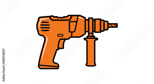 Orange Electric Drill Tool Closeup.
