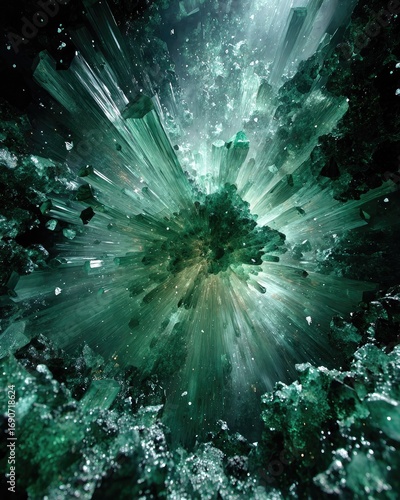 Abstract Emerald Crystal Explosion