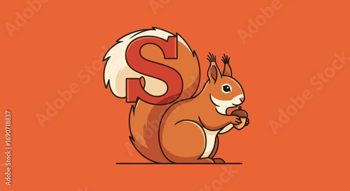 Squirrel illustration with letter S.