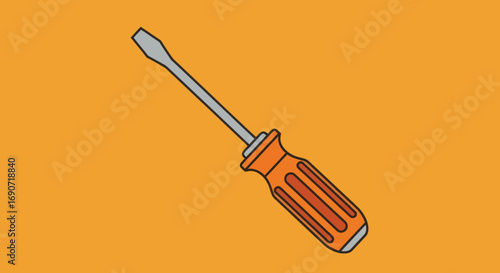 Illustration of a Flathead Screwdriver with Orange Handle.