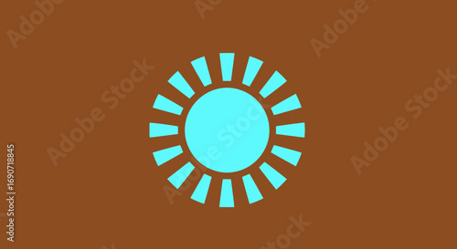 Bright blue sun symbol with radiating rays.