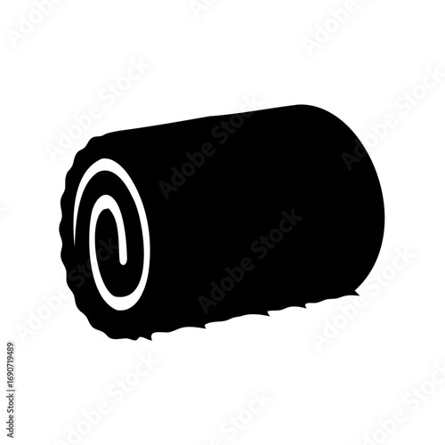 Stylized black and white rolled hay bale or straw bale illustration