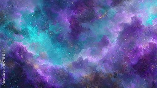 Abstract Colorful Nebula With Sparkling Stars