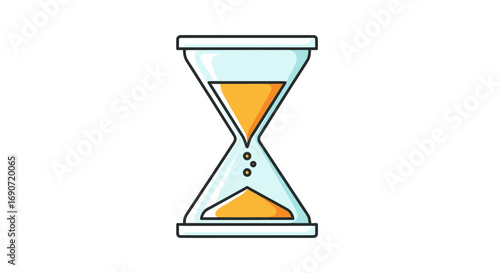 Simple illustrated hourglass with orange sand measuring time.