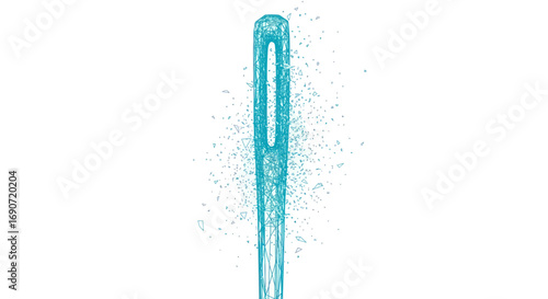 Illustrated shiny turquoise magic wand on white background.