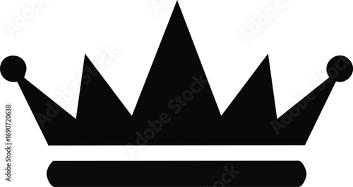 A sleek, minimalist black crown silhouette, symbolizing royalty, power, and success, perfect for elegant design elements and regal branding.