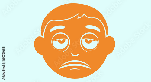Orange Cartoon Face Depicting Sadness and Disappointment.