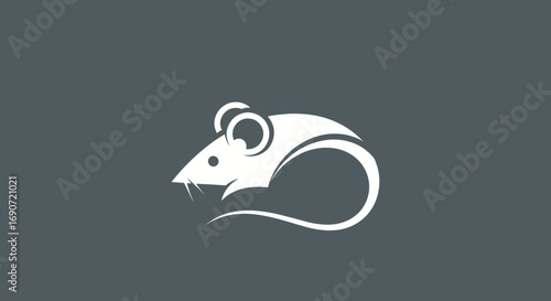 Stylized White Mouse Illustration on Gray Background.