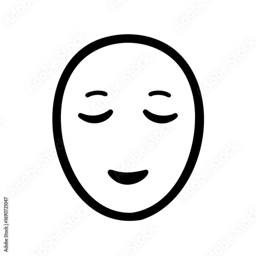 Simple Line Art Illustration of a Peaceful Face with Closed Eyes
