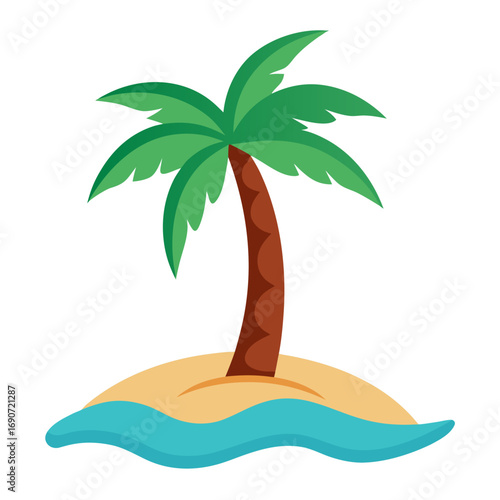 Island Palm Tree Vector Illustration