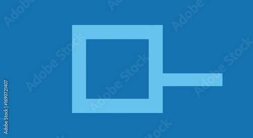 Blue Square with Rightward Extension Graphic Design.