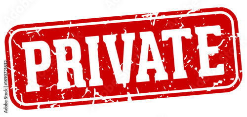 private rectangular sign. private stamp