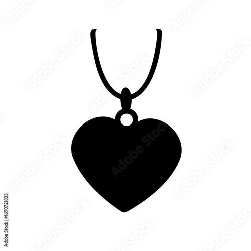 Elegant heart pendant necklace in silhouette with minimalistic artistic representation style