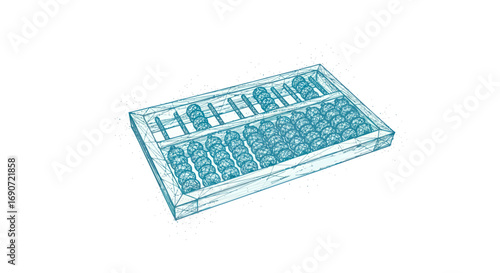 Hand drawn illustration of a traditional abacus calculating tool.
