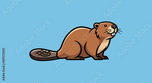 Cute cartoon beaver character with a happy smiling expression.