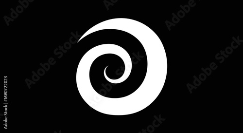 Elegant White Spiral Design on Black Background.