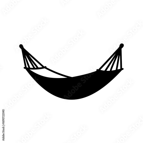 Black silhouette of a hammock inviting you to relax in the sun