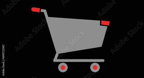 Shopping cart illustration on black background ready for purchase retail concept.