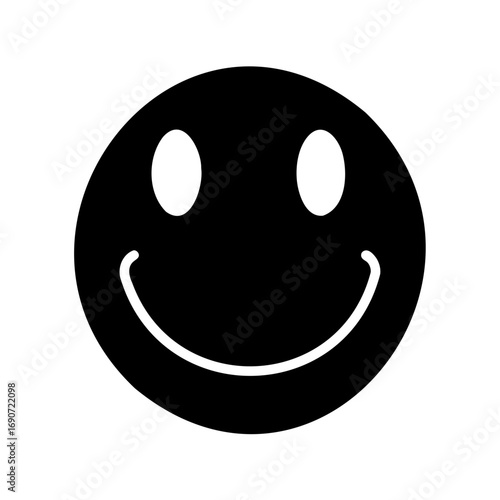 A classic black and white smiley face conveying joy and positivity consistently