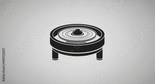 Stylized graphic illustration of a traditional pottery wheel.