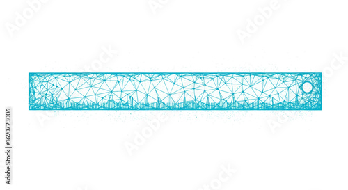 Blue translucent ruler with decorative pattern.