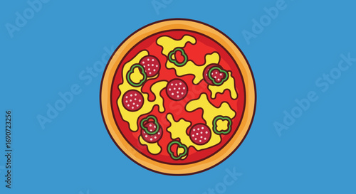 Delicious Pepperoni Pizza with Jalapenos and Cheese.