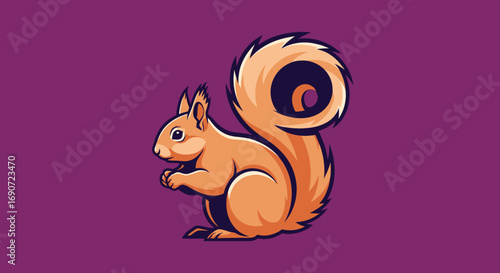 Adorable squirrel illustration with fluffy tail and detailed fur perfect for design.