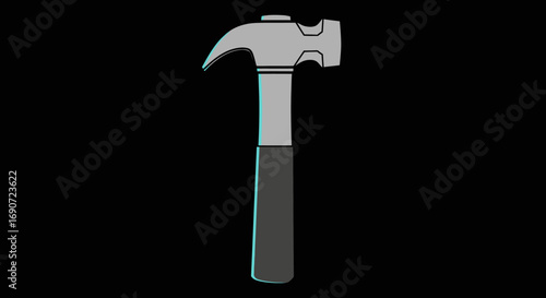 Isolated illustration of a classic claw hammer tool.