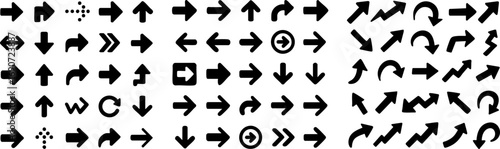 Set of diverse directional arrows for web and UI design.