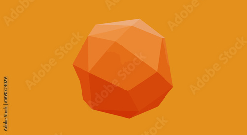 Abstract Orange Geometric Crystal Shape Modern 3D Render.